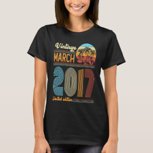 T-shirt 6 Anniversaire Vintage Mars 2017 Filles Garçon