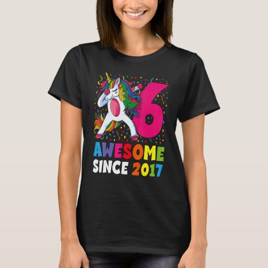 T-shirt 6 ans Dabbing Unicorn 6e anniversaire fille Unic (Devant)
