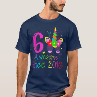 T-shirt 6 Ans Filles Awesome depuis 2016 6e anniversaire U