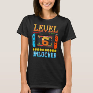 T-shirt 6 Ans Niveau 6 Déverrouillé 6e Anniversaire Ga Vid