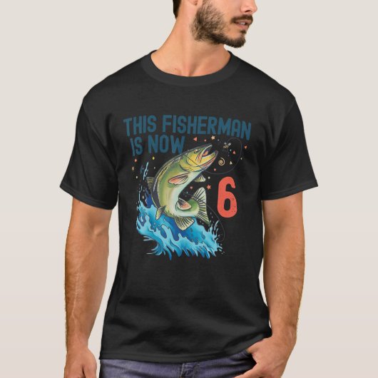 T-shirt 6 ans Pêche Anniversaire 6e basse Poisson Enfants  (Devant)