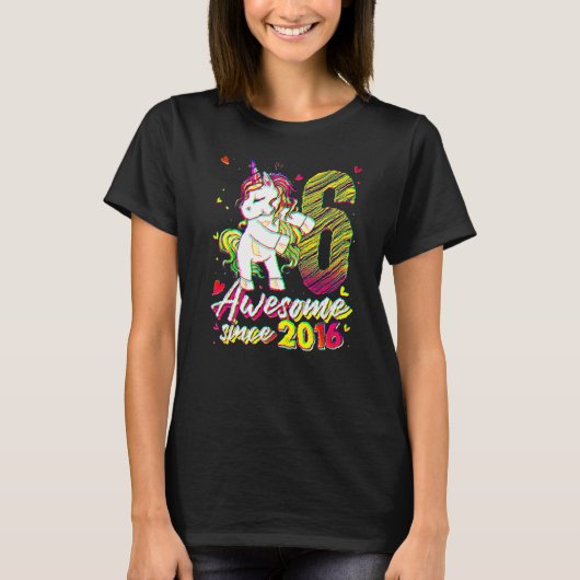 T-shirt 6 Ans Unicorne Flossant 6e Anniversaire Fille Un (Devant)