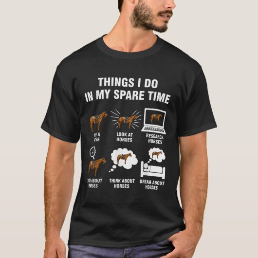 T-shirt 6 Things I Do In My Spare Time - Horse Riding (Devant)