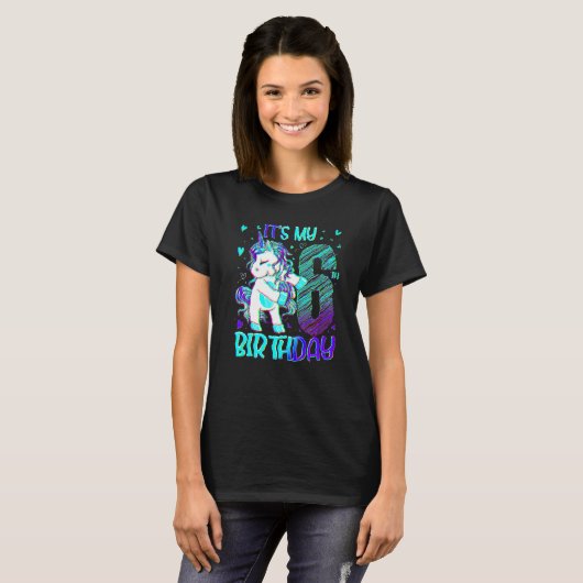 T-shirt 6 Years Old Unicorn Flossing (Devant entier)