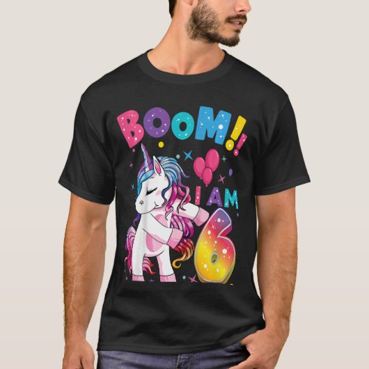 T-shirt 6 Years Old Unicorn Flossing (Devant)