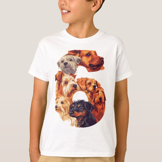 T-shirt 6e anniversaire Chien Chien Chiot Thème 6 ans Garç (Devant)