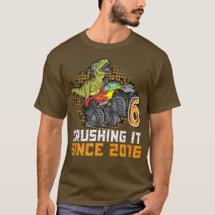 T-shirt 6e anniversaire dinosaure monstre camion Crushing