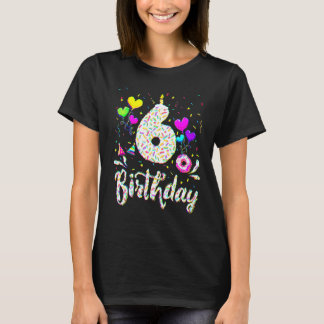 T-shirt 6e anniversaire fille 6 ans Anniversaire Doughnut 