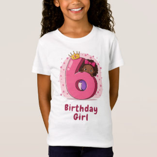 T-Shirt 6e anniversaire fille avec Couronne et Bow