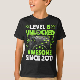 T-shirt 6e anniversaire garçon niveau 6 déverrouillé Aweso