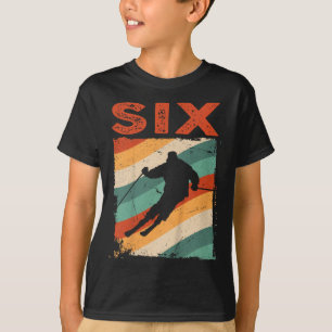 T-shirt 6e anniversaire Retro Ski Ski 6 ans Garçons Fille