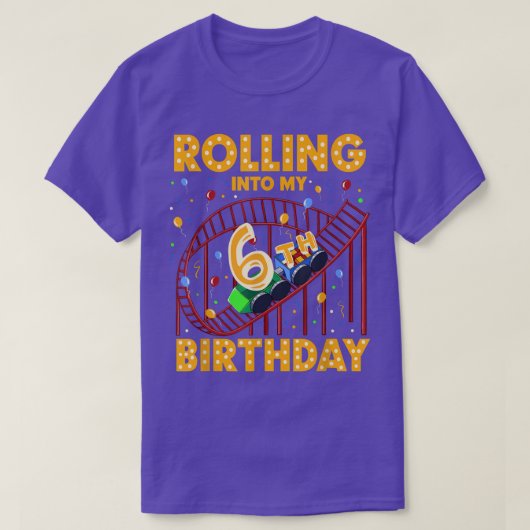 T-shirt 6e Birthday Rollercoaster Amusement Park Boys Gir (Design devant)