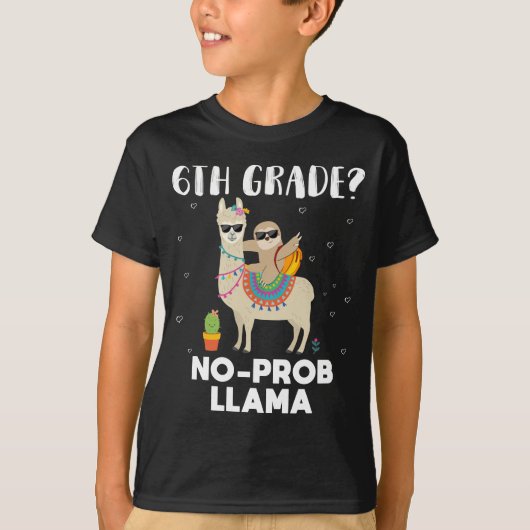 T-shirt 6e classe no prob llama (Devant)