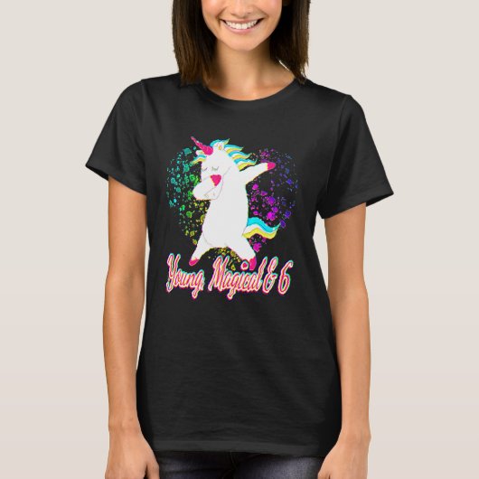 T-shirt 6e tenue d'anniversaire Dabbing Unicorn Young Magi (Devant)