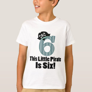 T-shirt 6ème chemise mignonne de pirate d'anniversaire