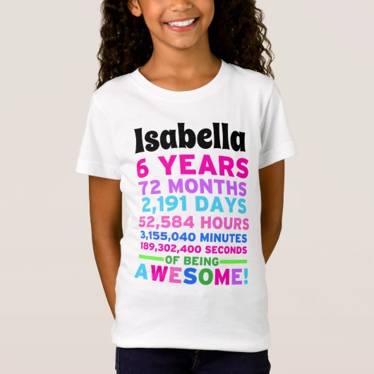 T-Shirt 6ème Fille de chemise d'anniversaire six ans (Devant)