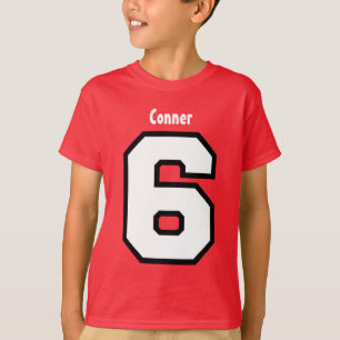 T-shirt 6ème Nom BLANC V03A3 de nombre d'anniversaire