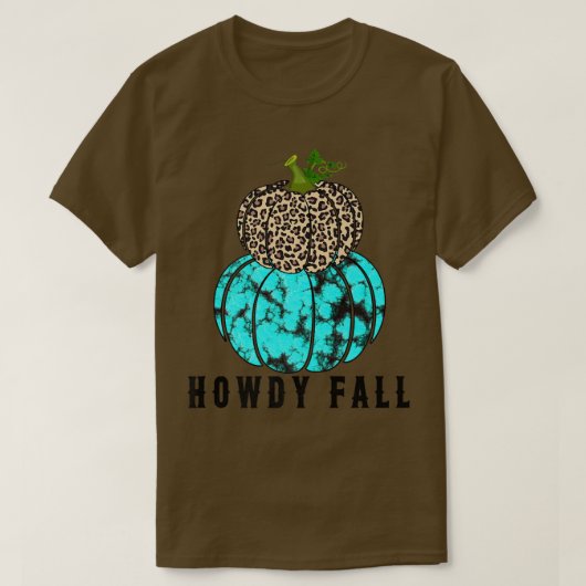 T-shirt 6k6y Turquoise Leopard Howdy Fall Pumkin Western  (Design devant)