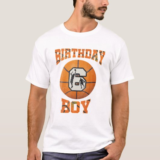 T-shirt 6th Birthday Boy Basketball (Devant)