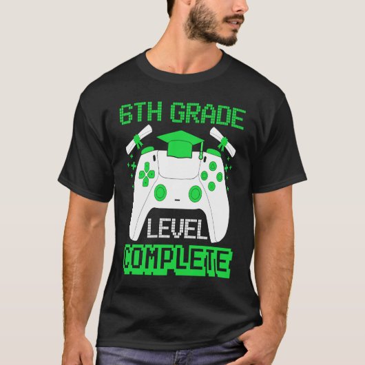 T-shirt 6th Grade Level Complete Gamer 6th Grade Graduatio (Devant)
