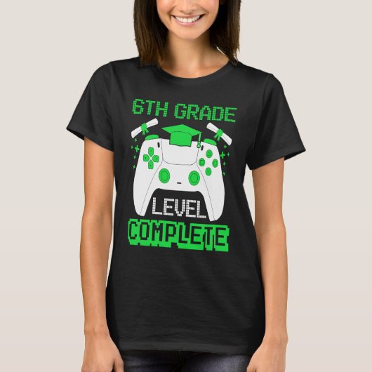 T-shirt 6th Grade Level Complete Gamer 6th Grade Graduatio (Devant)