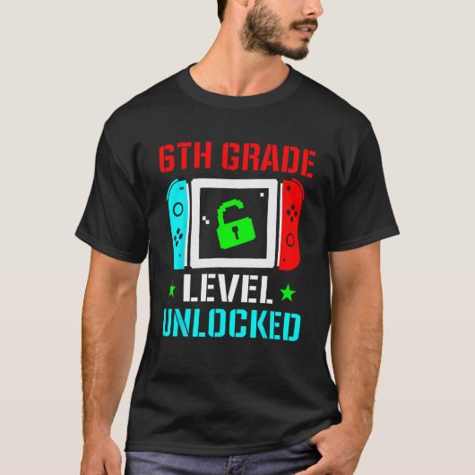 T-shirt 6th Grade Level Unlocked Back To School Gamer Boy (Devant)