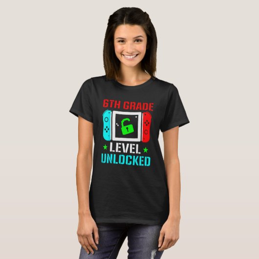 T-shirt 6th Grade Level Unlocked  Back To School Gamer Boy (Devant entier)