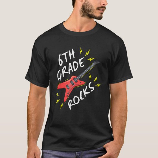 T-shirt 6th Grade Rock Guitar Music Back To School (Devant)