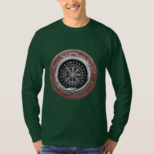 T-shirt [700] Vegvisir - Viking Silver Magic Runic Compass (Devant)