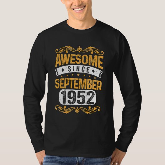 T-shirt 70 Ans 70e Anniversaire Awesome depuis septembre (Devant)