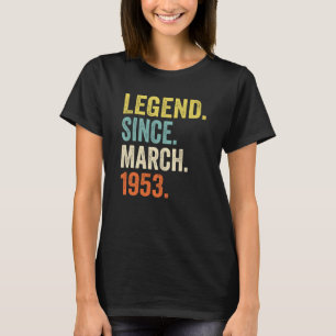T-shirt 70 Ans Hommes Femmes Légende Depuis Mars 1953 70t
