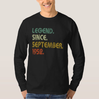 T-shirt 70 Years Old Legend Since September 1952 70th Bir