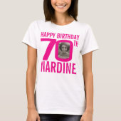 T-shirt 70e anniversaire rose nom personnalisé et modèle p (Devant)