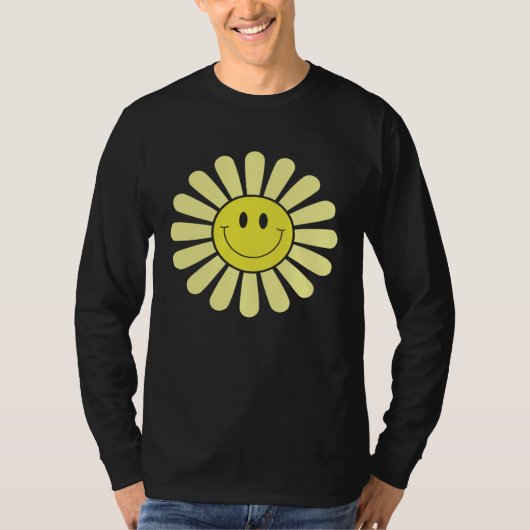 T-shirt 70s Yellow Smile Face Flower  Happy Peace Smiling  (Devant)
