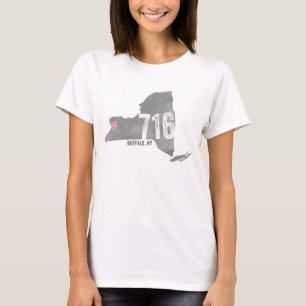 T-shirt 716 silhouette de l'état de Buffalo NY New-York d