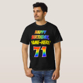 T-shirt 71e anniversaire — Bold, Fun, Rainbow 71, Nom pers (Devant entier)