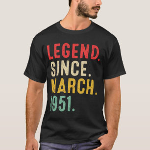 T-shirt 72 ans de légende depuis mars 1951 72e anniversair