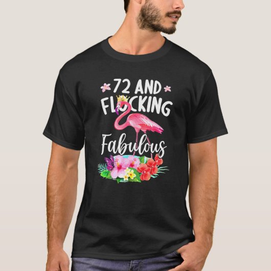 T-shirt 72 Ans Et Flocking Fabuleux Flamant rose Fille B (Devant)