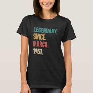 T-shirt 72 Ans Vintage 1951 Anniversaire 72 Mars Déco
