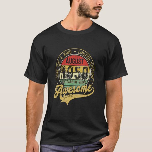 T-shirt 72 ans Vintage août 1950 72e (Devant)