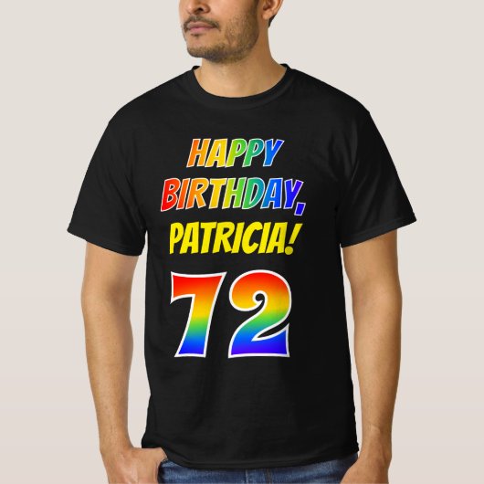 T-shirt 72e anniversaire — Bold, Fun, Rainbow 72, Nom pers (Devant)