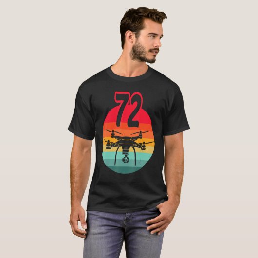 T-shirt 72e Anniversaire I Télécommande Rétro Drones Avec  (Devant entier)