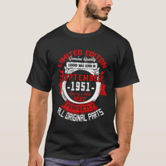 T-shirt 72Ème Légende Née En Septembre 1951 72 Ans O