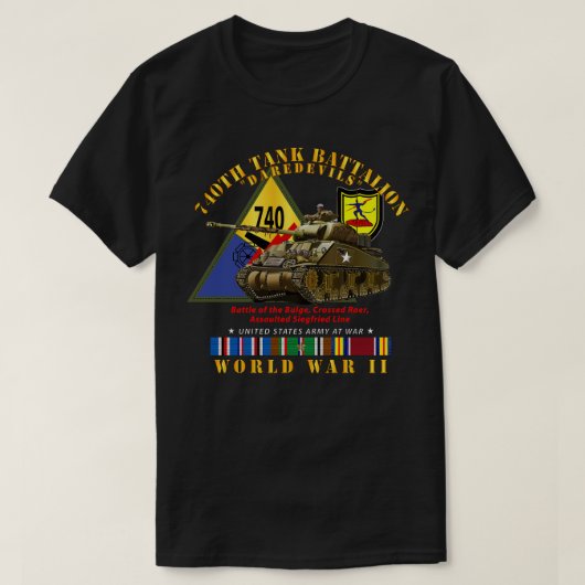 T-shirt 740e Bataillon de chars d'assaut avec char d'assau (Design devant)