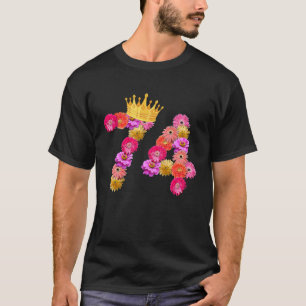 T-shirt 74 Anniversaire Femmes Flower Crown C'est My 74t