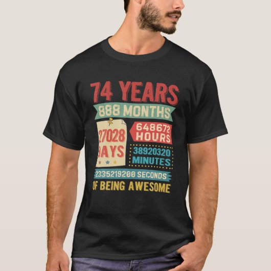 T-shirt 74 Ans 74E Anniversaire Décorations Bda (Devant)