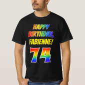 T-shirt 74e anniversaire — Bold, Fun, Rainbow 74, Nom pers (Devant)