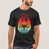 T-shirt 74e Anniversaire I Télécommande Rétro Drones Avec  (Devant)
