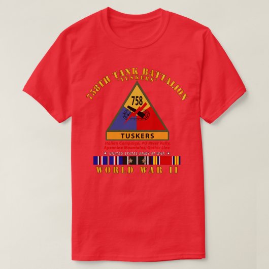 T-shirt 758e Bataillon de chars d'assaut avec SSI Nom 2ÈME (Design devant)