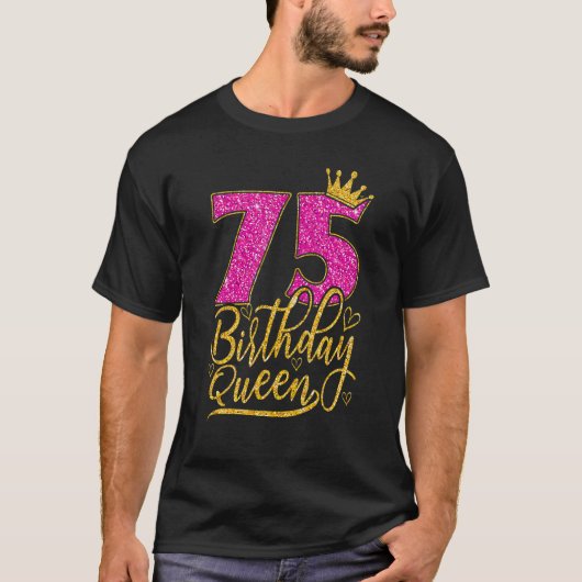 T-shirt 75 ans 75e anniversaire Queen Diamond Crown Pin (Devant)